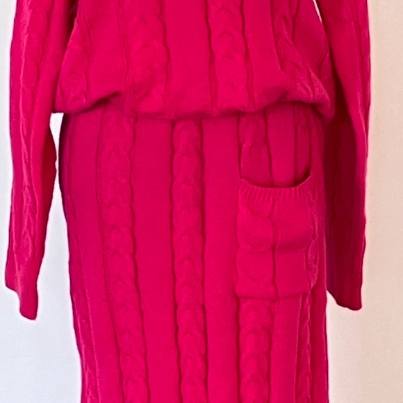 Bright Pink cable knit skirt set - Picture 3 of 10